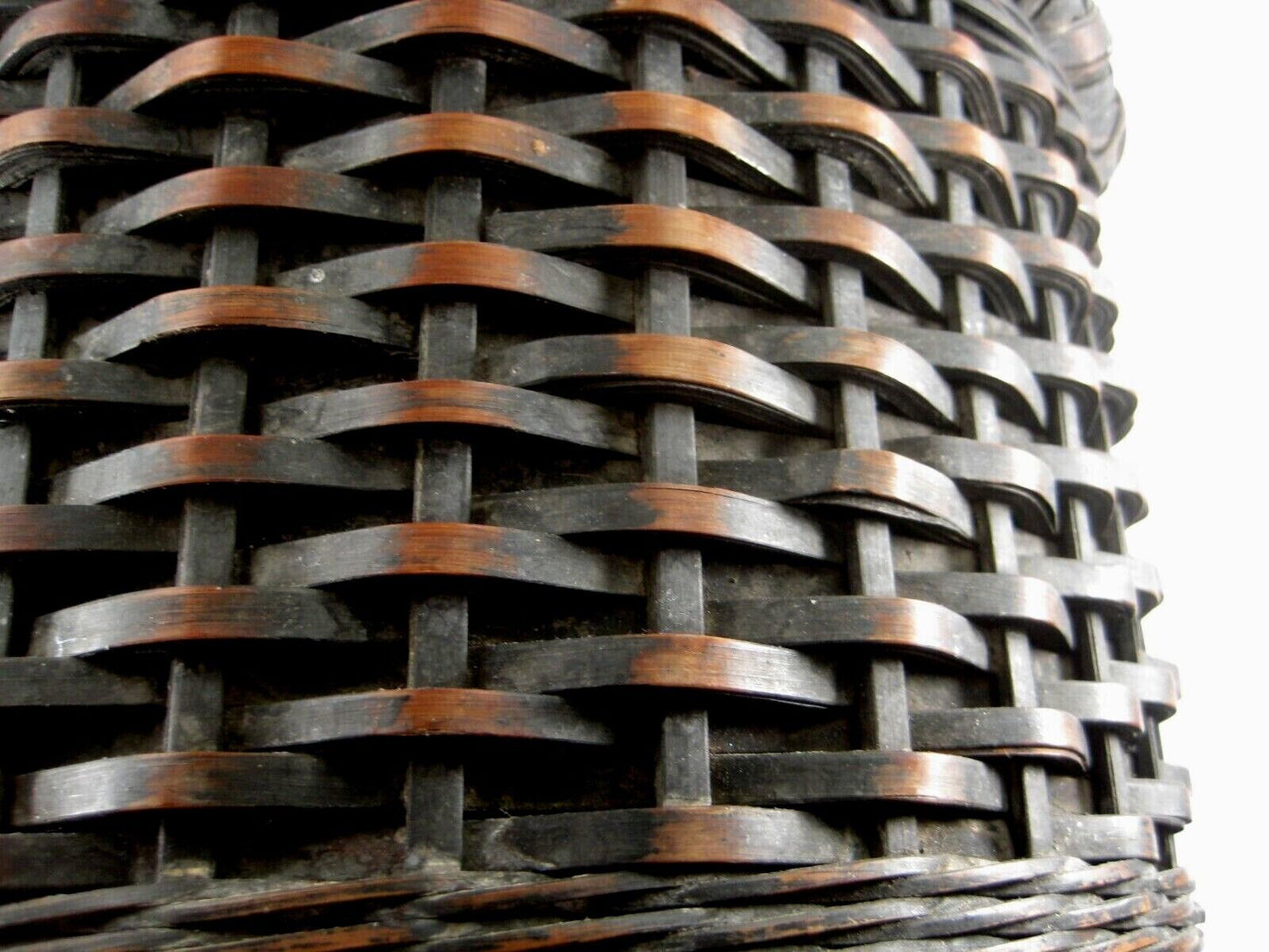 Antique Japanese Edo (C1850) Hand Made Bamboo Hot Coal Basket With Handle
