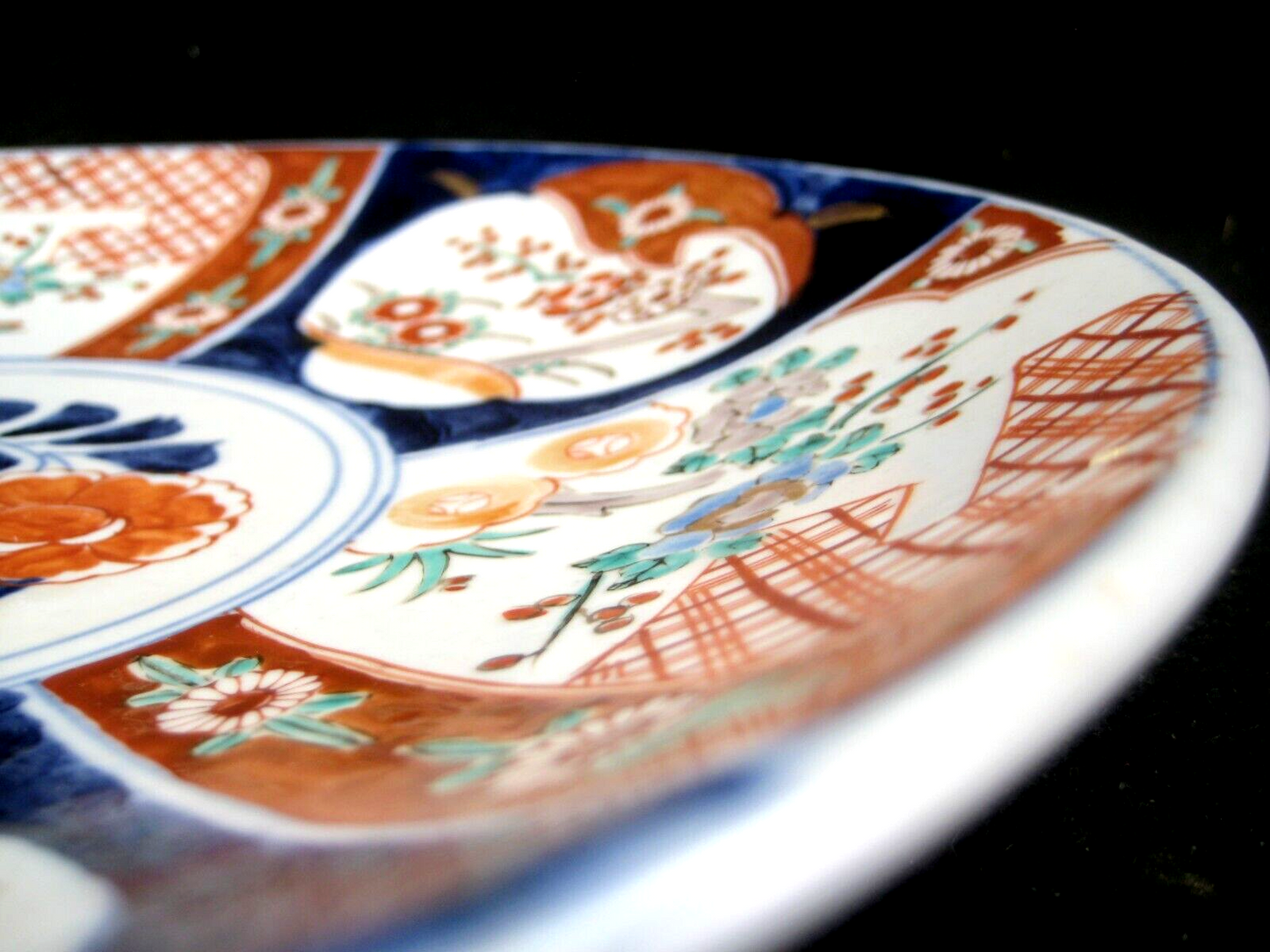Antique Japanese Meiji 1870'S Imari Ceramic Plate Floral Motif 12.25"