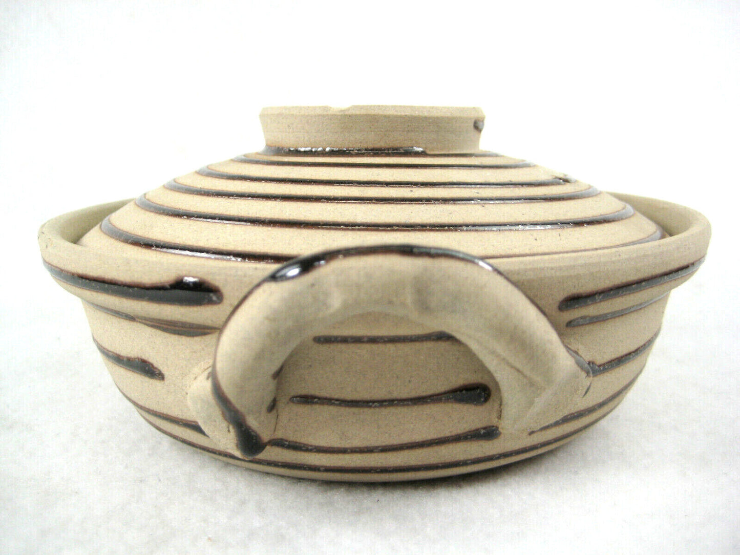 Japanese Ceramic Hot Pot Donabe For Nabe Shabu Sukiyaki Spiral Pattern 6.5"