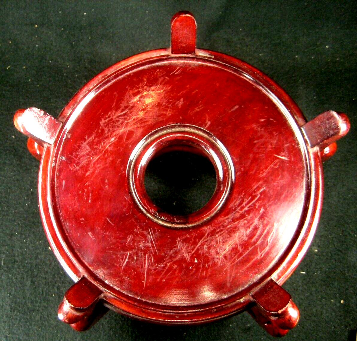 Vintage / Antique Dark Lacquered Vase Bowl Stand Pedestal Display 8.25 " Dia