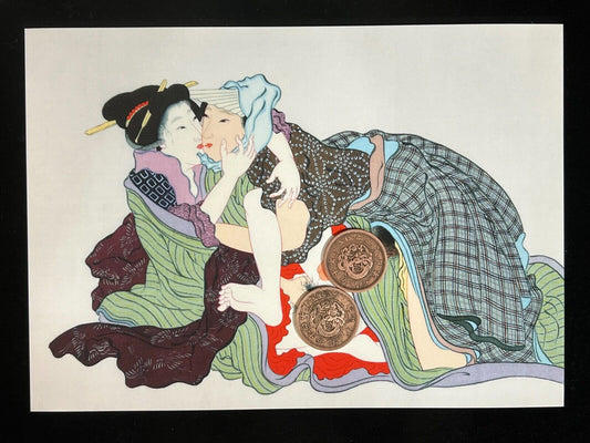 Shunga Japanese Erotic Art Giclee Print Hand Painting On Silk 10.5"X7.75" #8