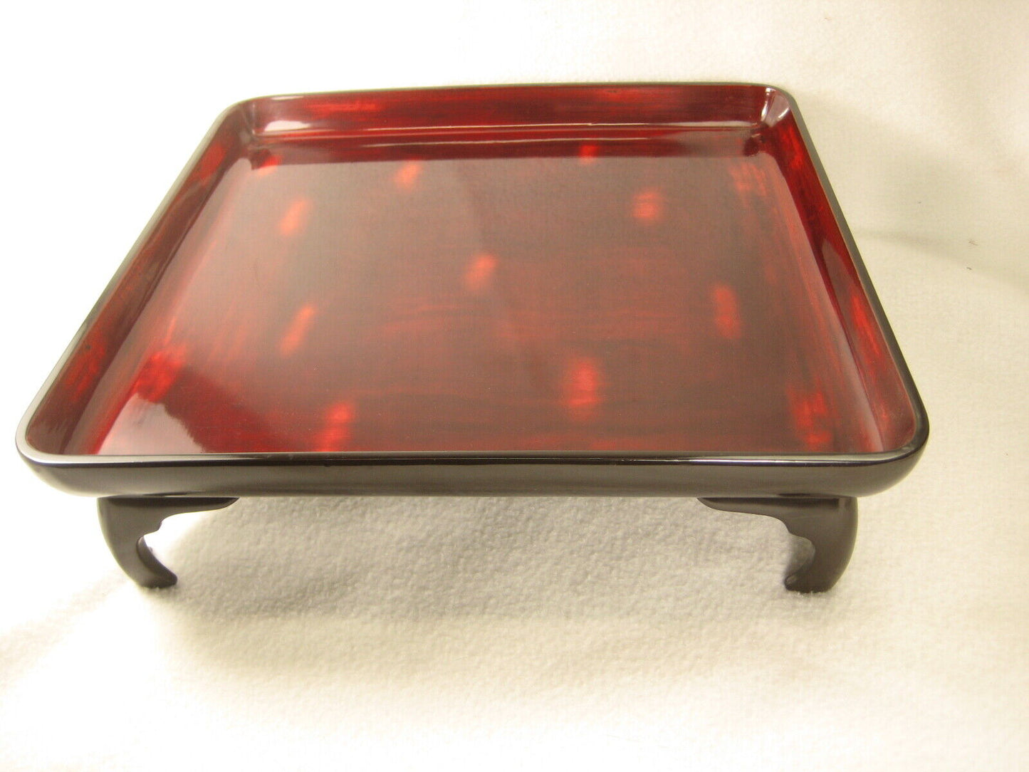 Antique Japanese (C.1890)  Wood & Lacquer Obon Ozen Tray Neguro Red Black