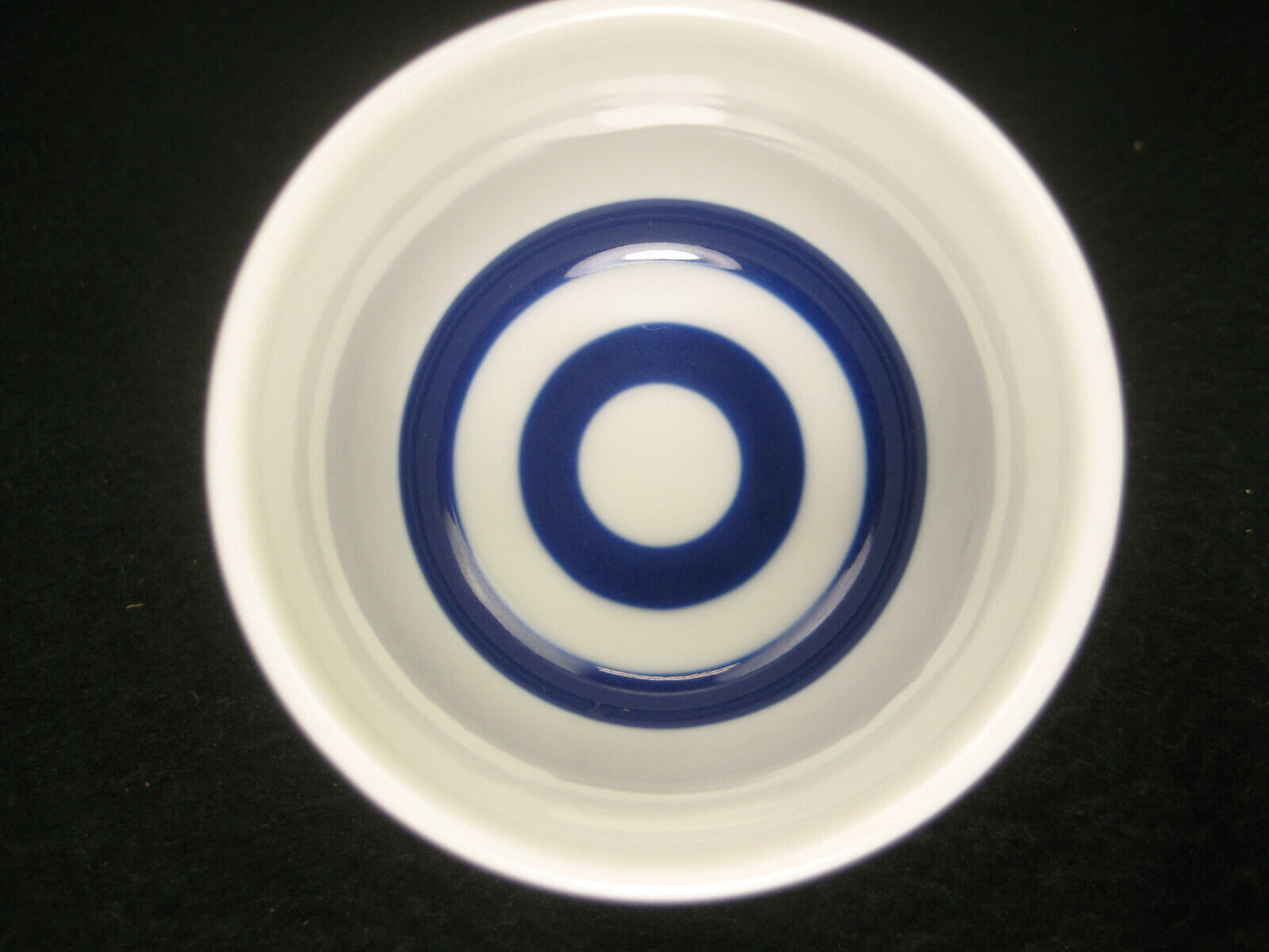 Vintage Japanese Sake Cup Guinomi / Ochoko Blue & White Bold Caligraphy