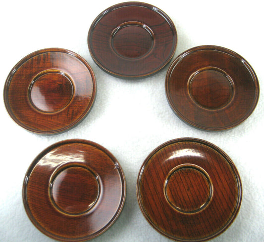 Japanese Clear Dark Wood Grain Lacquer Tea Costers Chataku For Senchado 3.5"