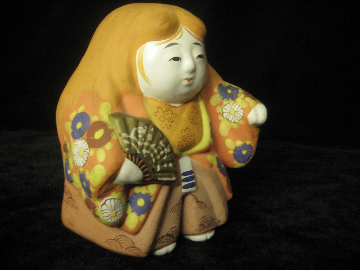 Vintage Japanese Kabuki Doll Renjishi Red Lion Dancer Ceramic Hand Painted 6"H