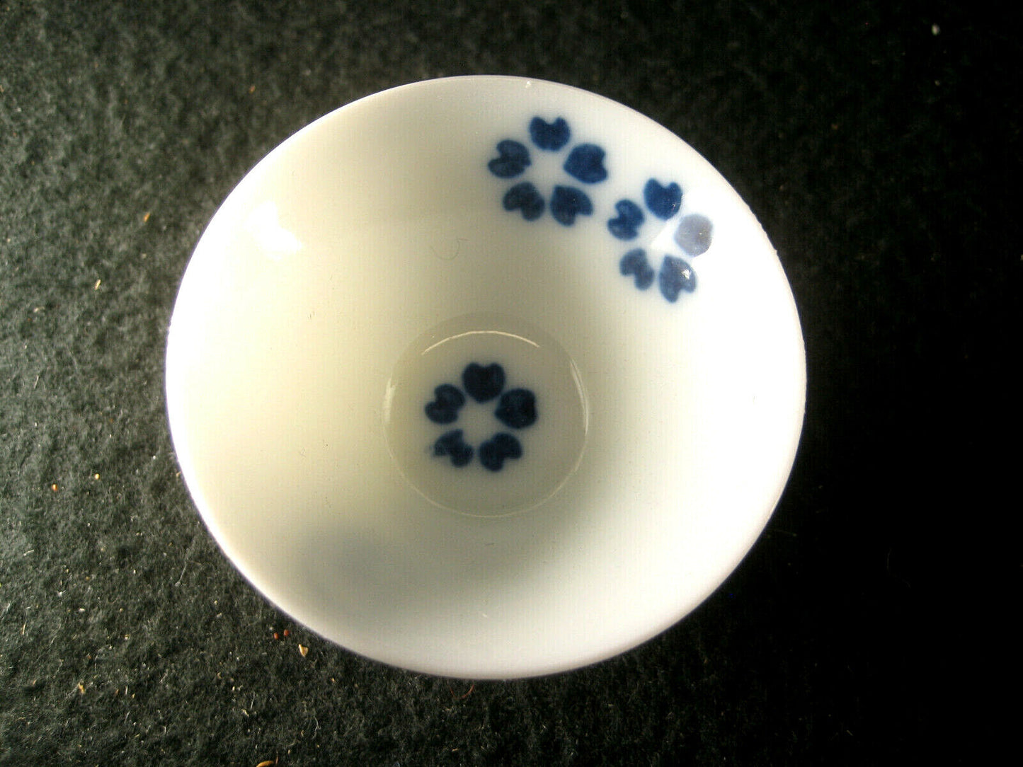 Vintage Japanese Sake CupSakura Guinomi / Ochoko Blue & White