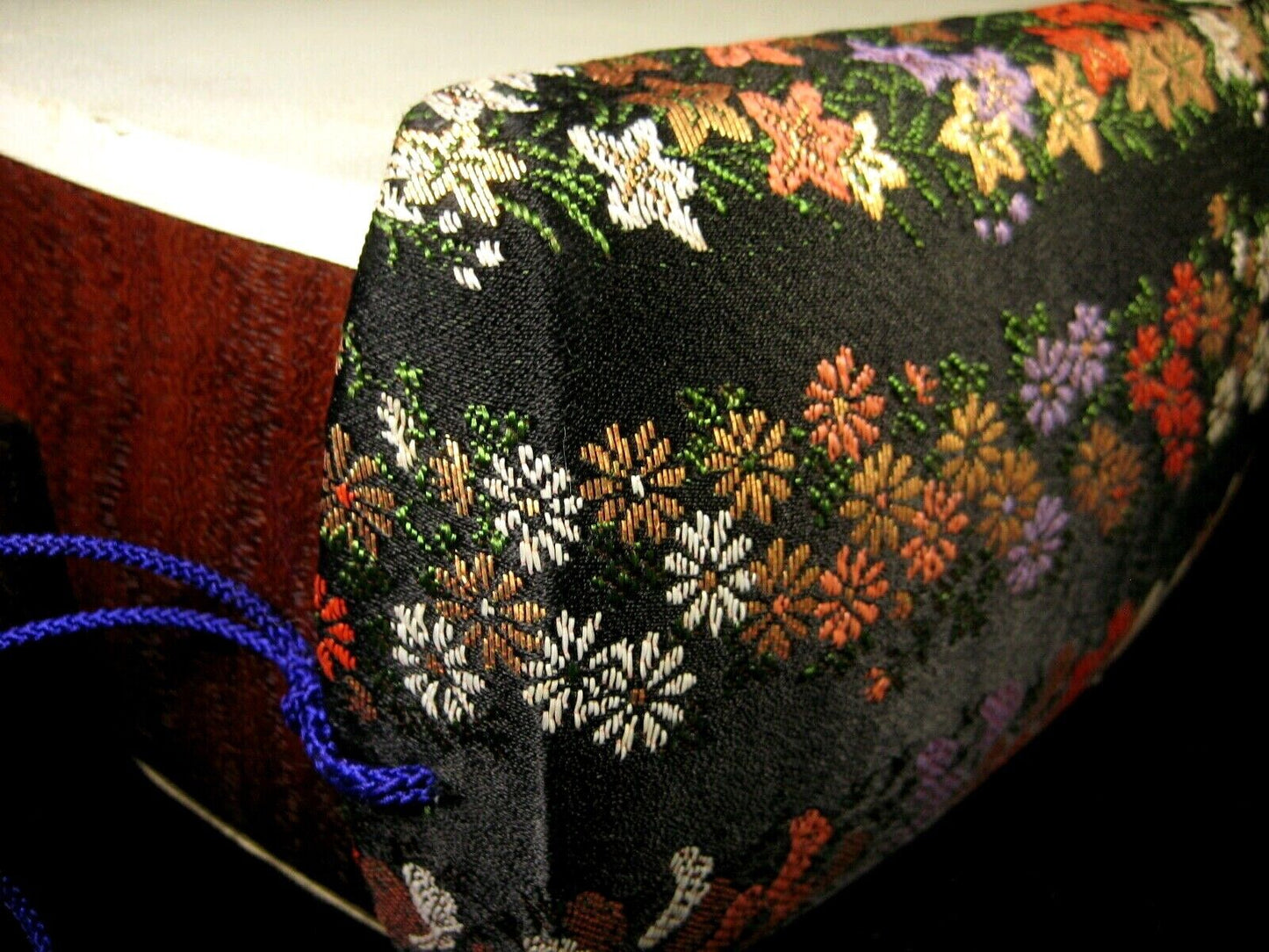 Vintage Japanese Shamisen Doukake Side Cover For Dou (Body) Various Flowers