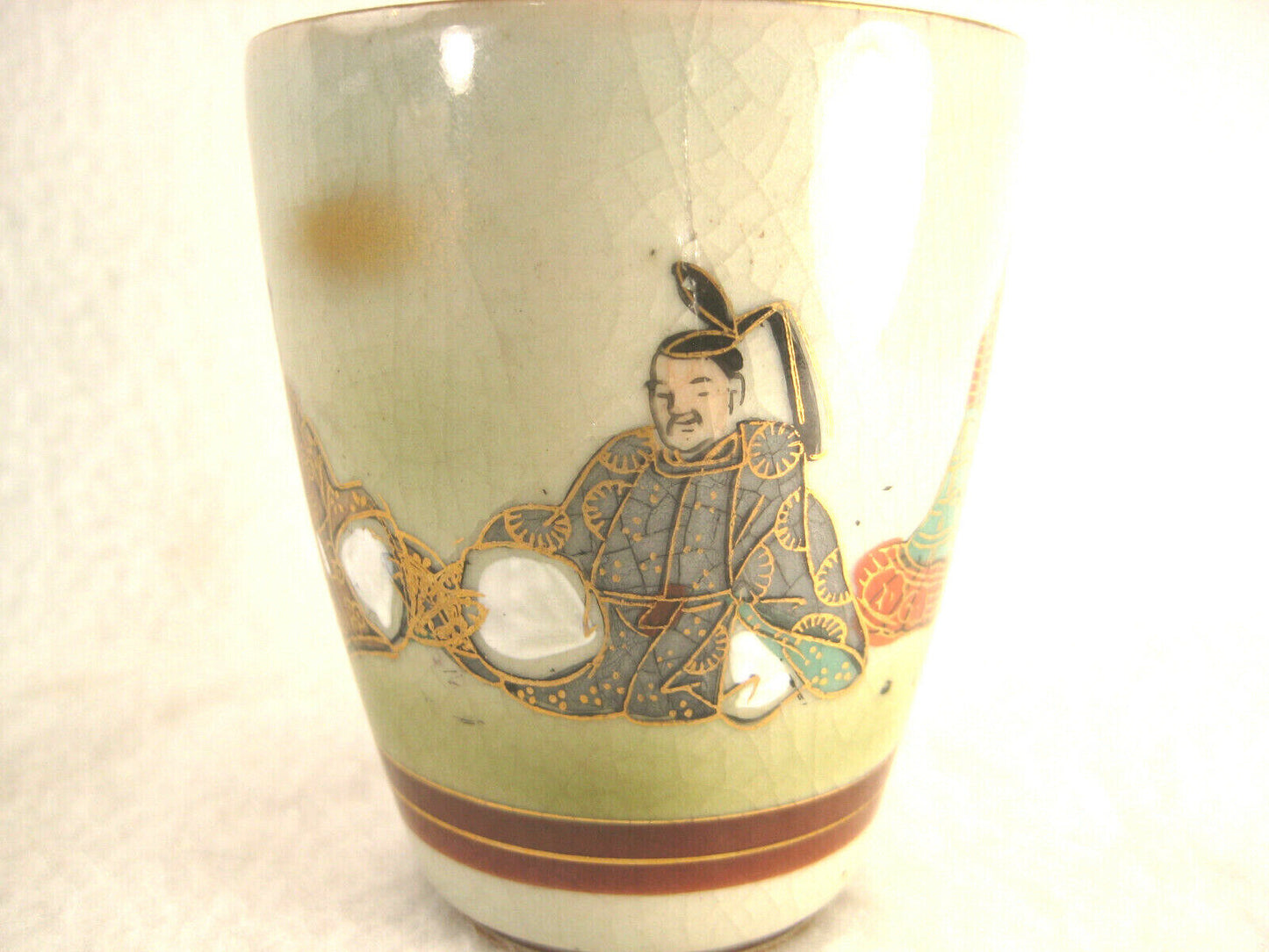 Vintage Japanese Cup Guinomi Sake Kutani Wear Heikei Monogatari Taira Clan