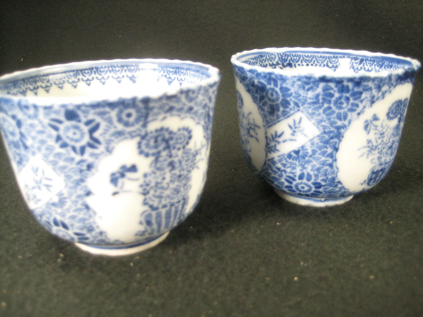 Antique Japanese Meij Era C1890 Imari Stenciled Senchawan Ceramic Set of 2