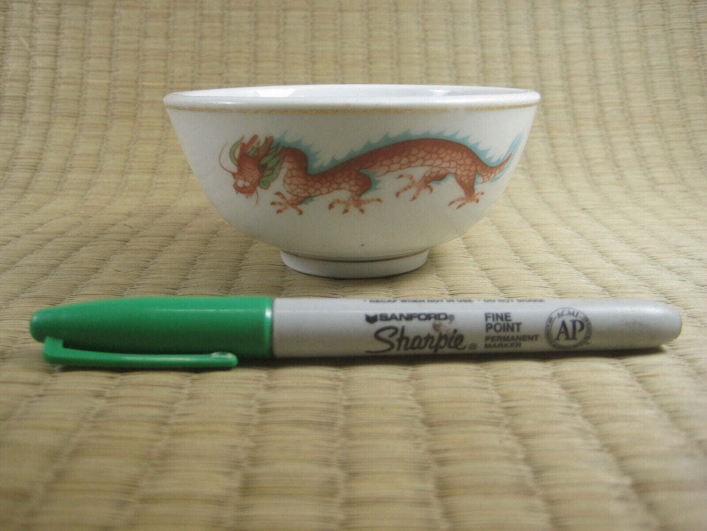 Vintage Chinese Resturaunt Soup Bowls With Red Dragon And Made In China Stamp