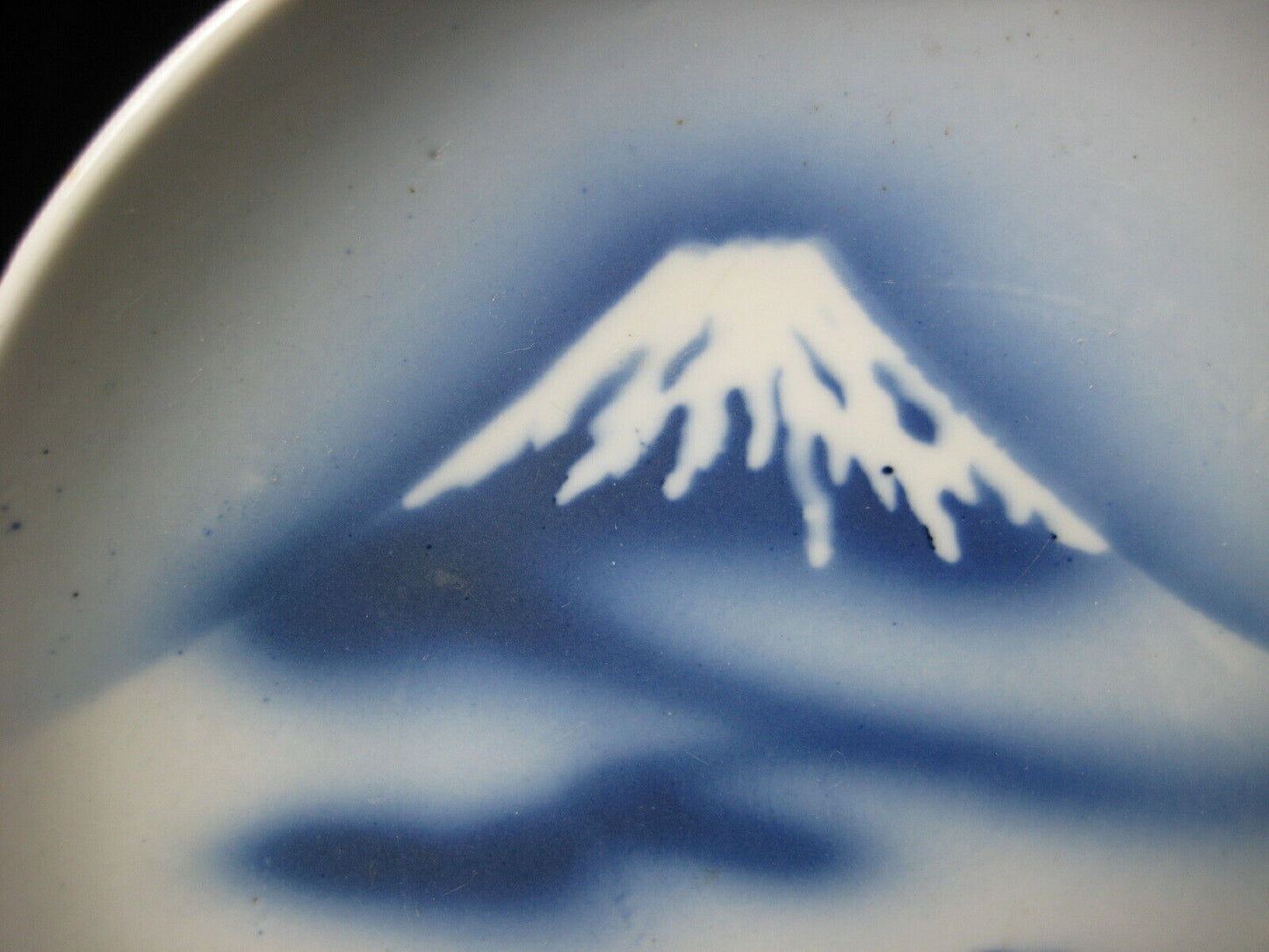 Antique Japanese Ceramic Hand Painted 7" Dish W/ Mt Fuji & Pine Trees