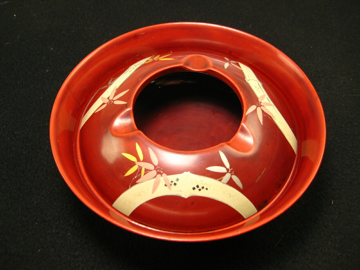 Vintage Japanese Hand Painted Dish Ashtray Bowl Occupied Japan Bamboo Leaves