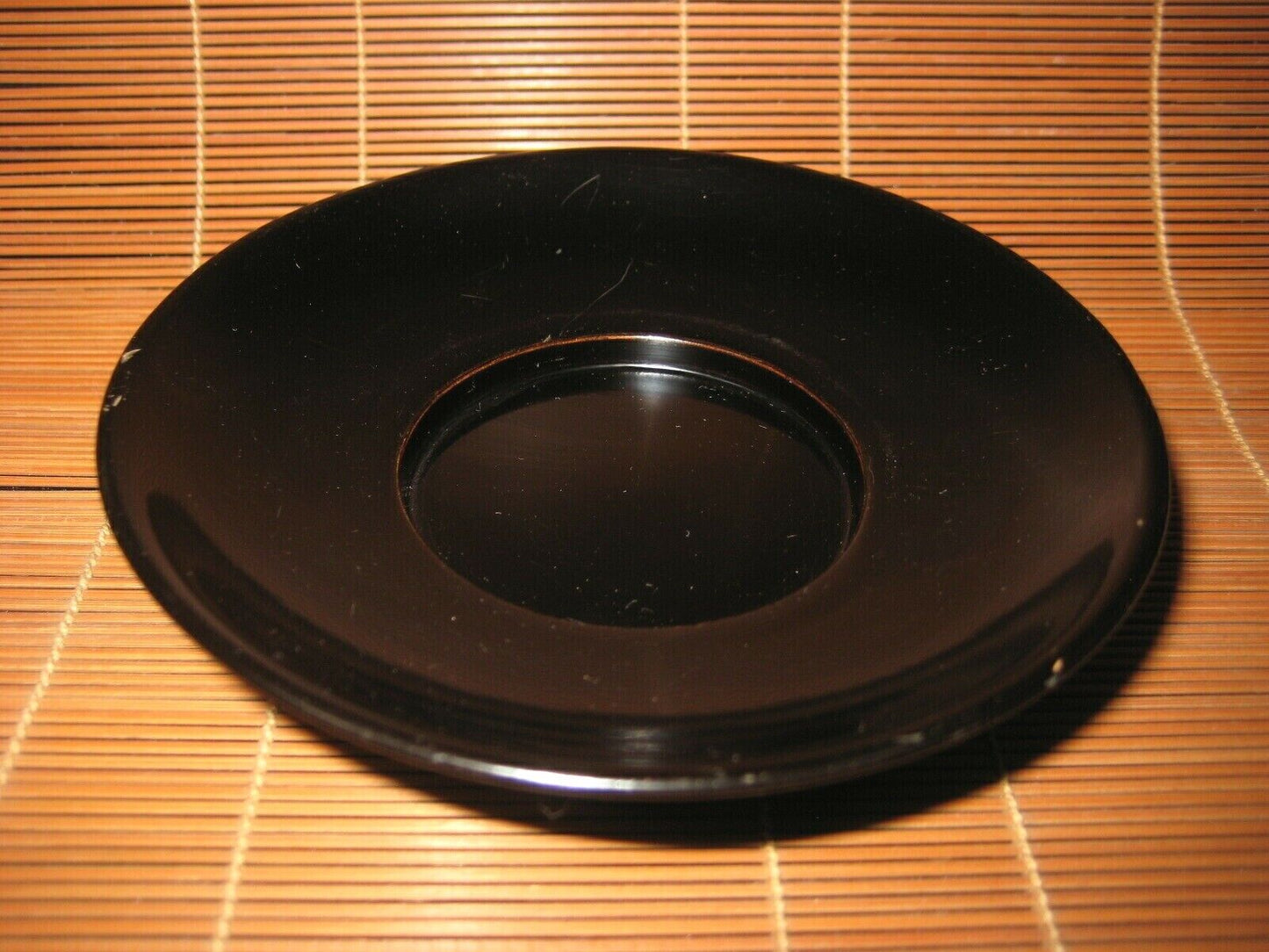 Vintage Japanese Early Showa Tea Chataku Black Lacquer Sencha Plate Coaster