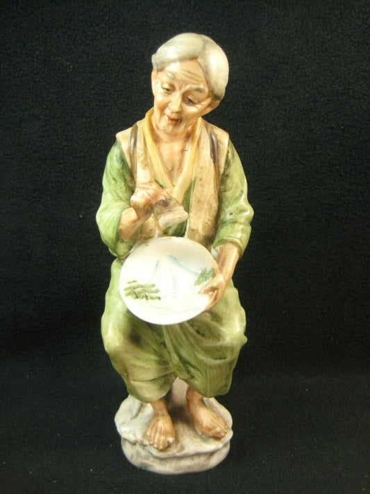 Antique Japanese Hand Painted Ceramic Statue Of Japanese Woman Ceramic Painter