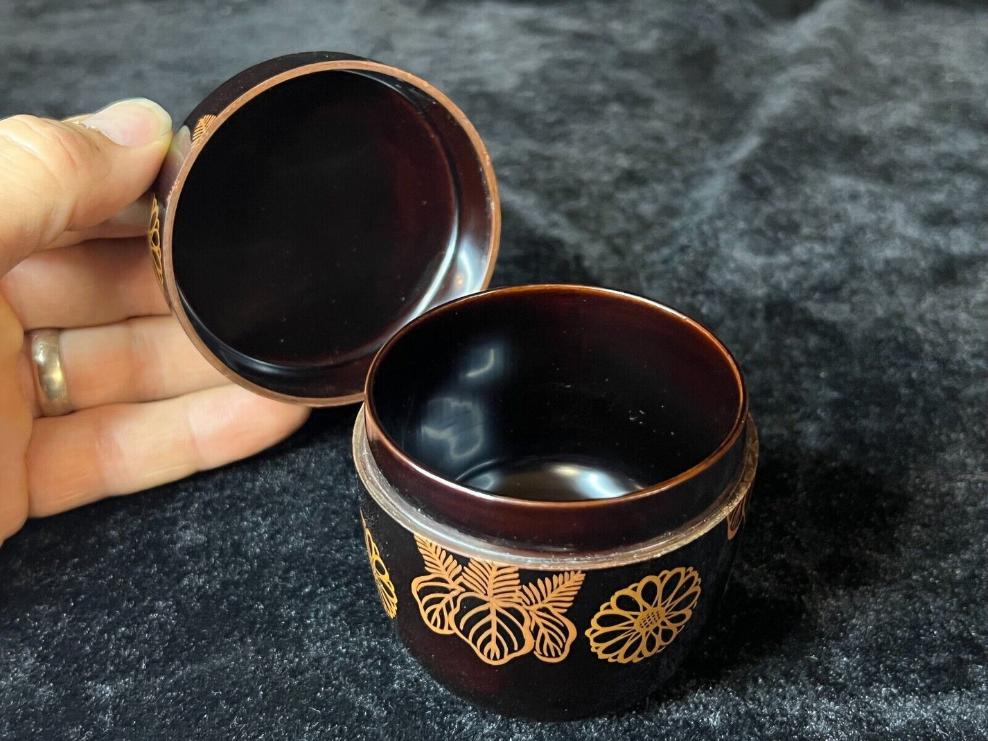 Natsume Tea Caddy Konsho Laquered Arabesque Menden w/Box Tea