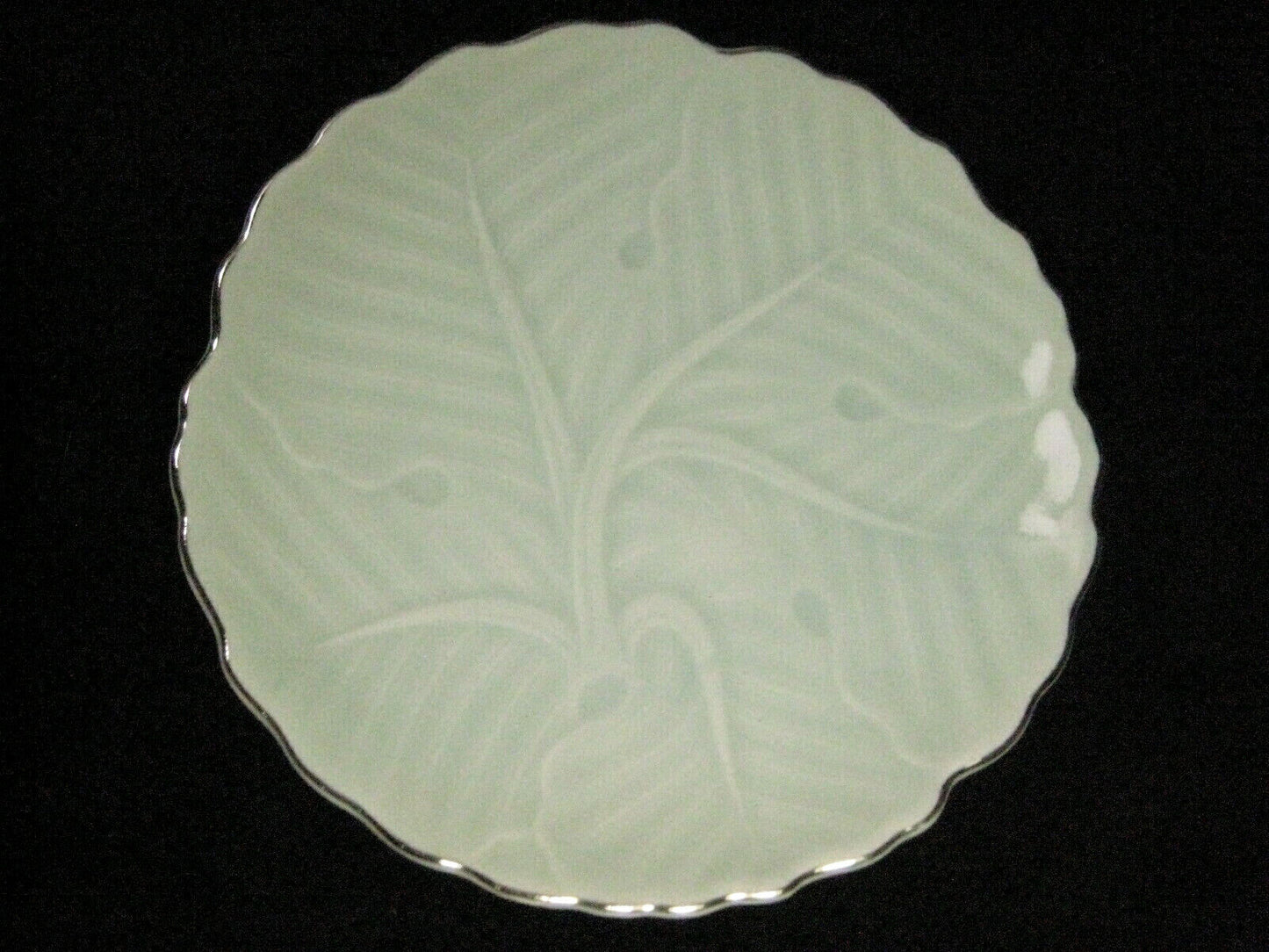 Vintage Japanese (C.1960'S) Ceramic Appetizer Dish Tsukemono Relish Silver Trim