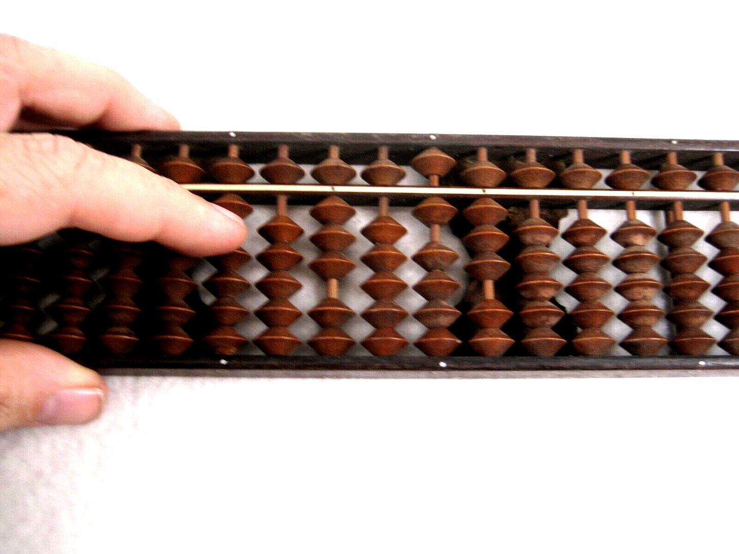 Antique Japanese Abacus Professional 126 Wooden Bead 21 Decimal Soroban 12"