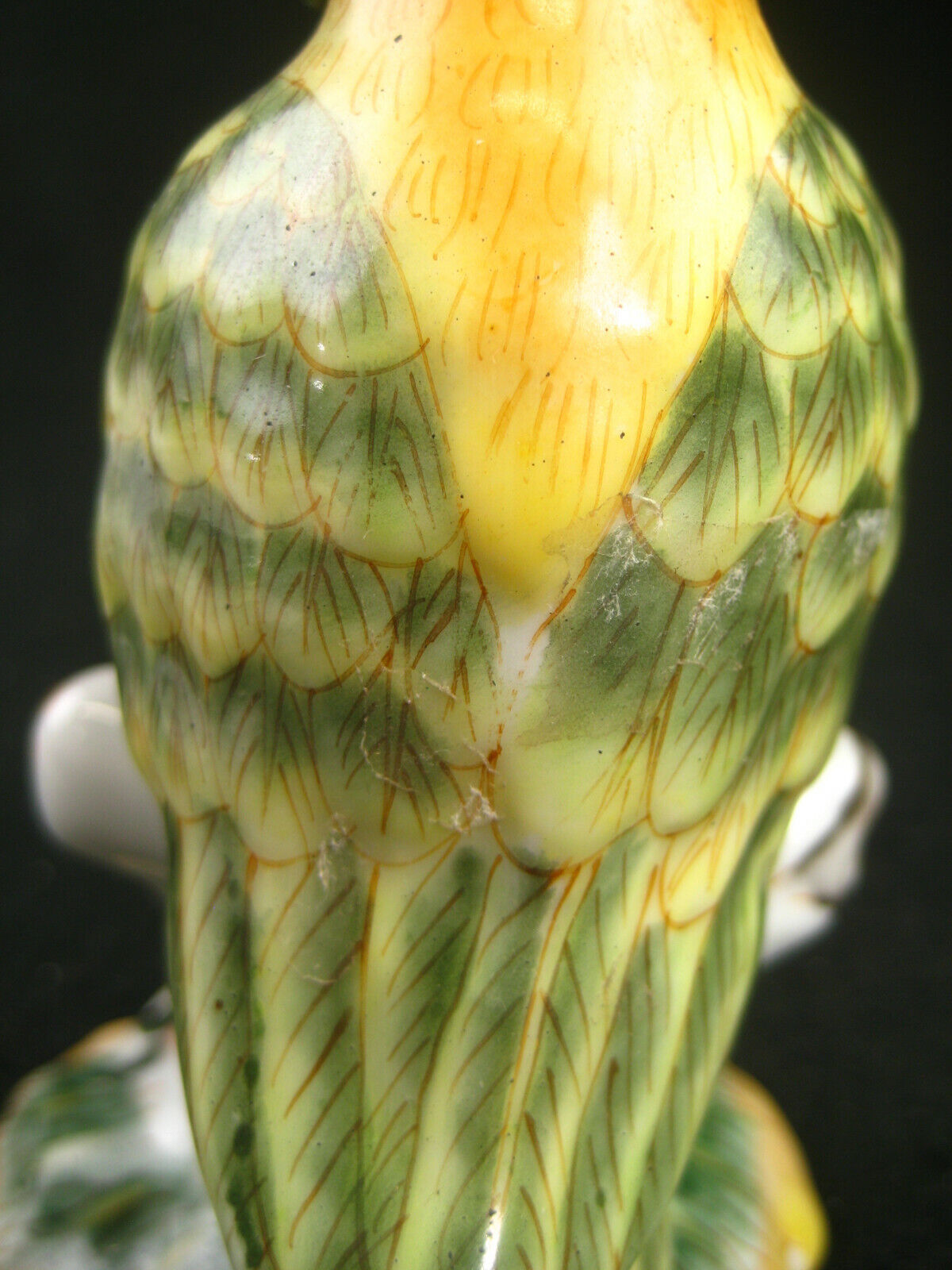 Vintage (C1950) Chinese Porcelain Crested Parrot On Branch Hand Painted 4.34"