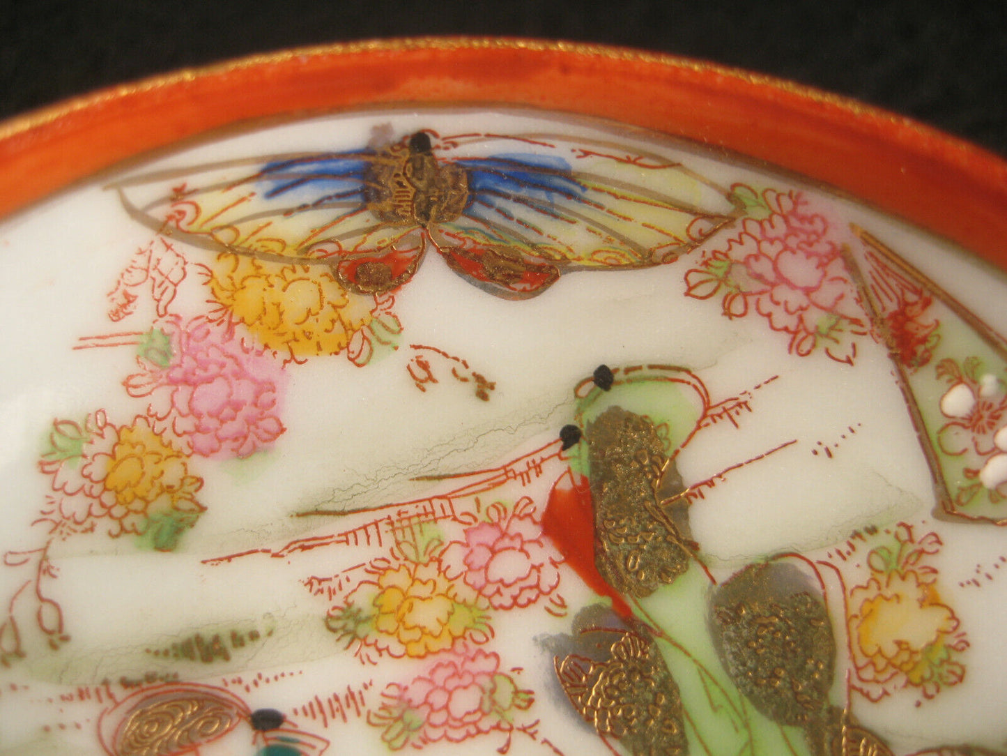 Antique Japanese (C 1920) Printed & Hand Painted Imari Ceramic Tea Cup Geisha