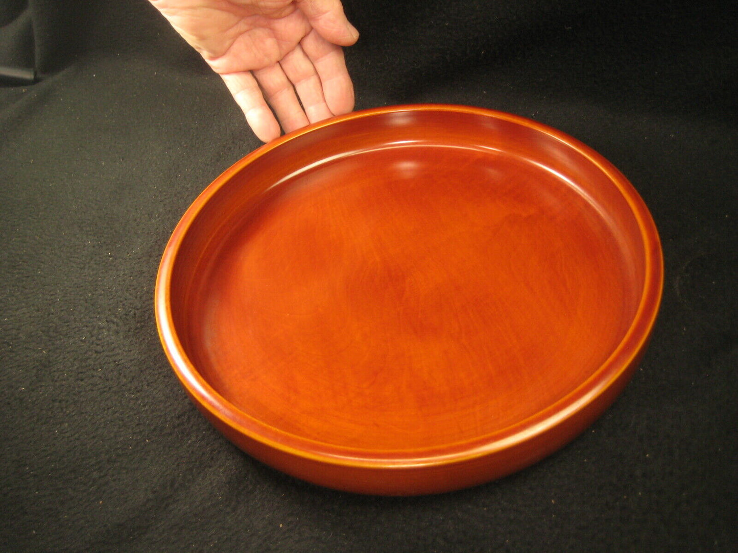 Vintage Japanese Hand Crafted Wood Hida Shunkei Lacquer Kashizara Round Tray