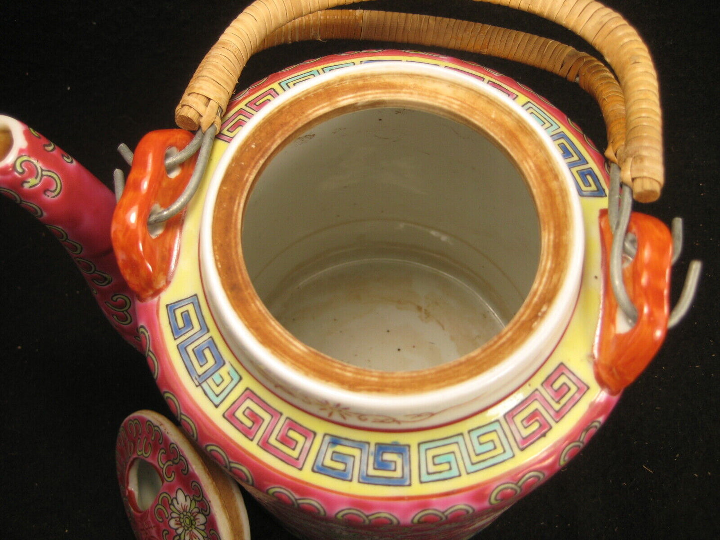 Vintage Chinese Signed Hand Painted Ceramic Tea Pot