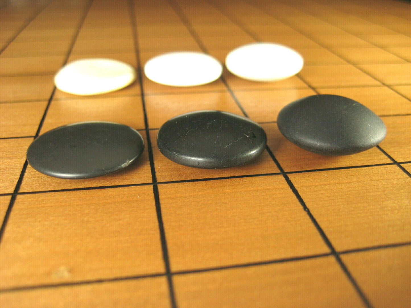 Vintage Japanese Go Game Stones X10 For Replacement - Black Glass 10Pcs ~1/8"