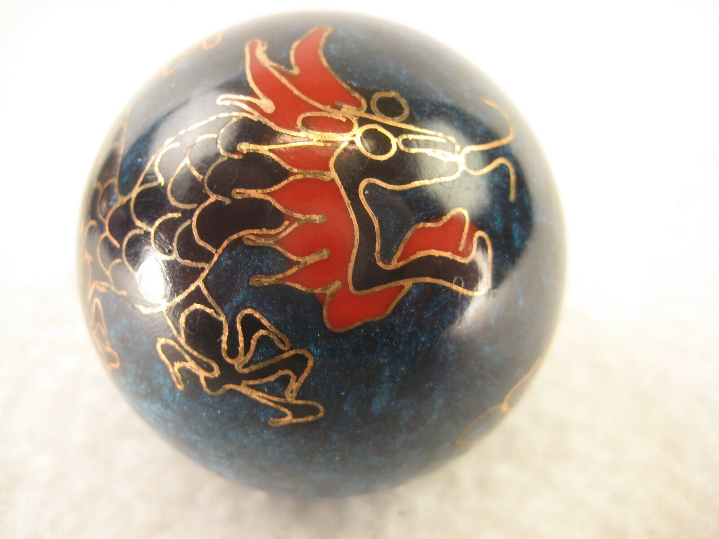 Set Of Chinese Hand Exercise Balls Blue With Dragon And Pheonix In Blue Box