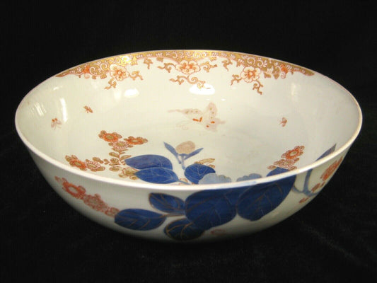 Antique Japanese Meiji (C1880) Imari Ceramic Hand Painted Bowl Butterflies 11"