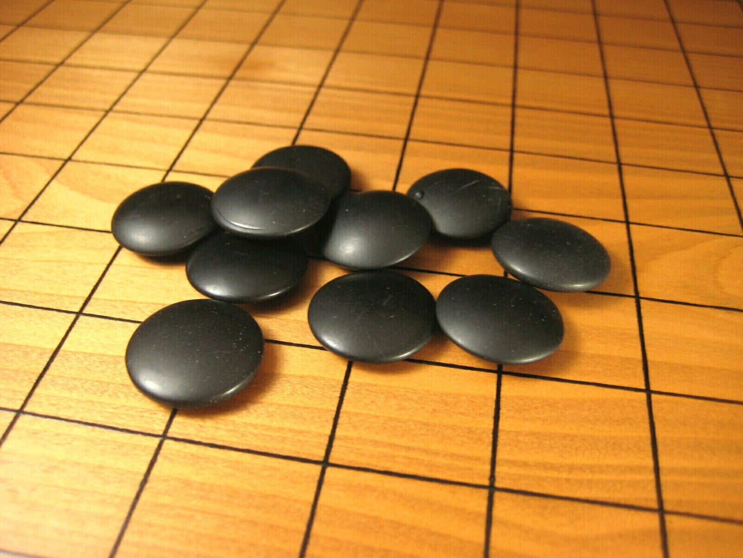 Vintage Japanese Go Game Stones X10 For Replacement - Black Glass 10Pcs ~1/8"