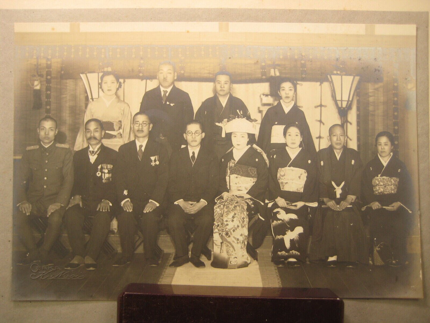 Japanese Antique Ww2 Wedding Photo 1938 (Showa 13Th Year) Imperial Military