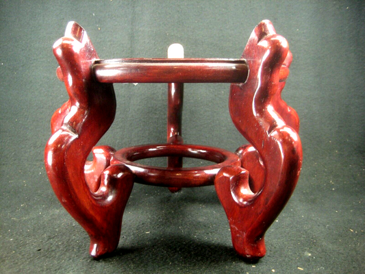 Vintage / Antique Dark Lacquered Vase Bowl Stand Pedestal Display 8.25 " Dia