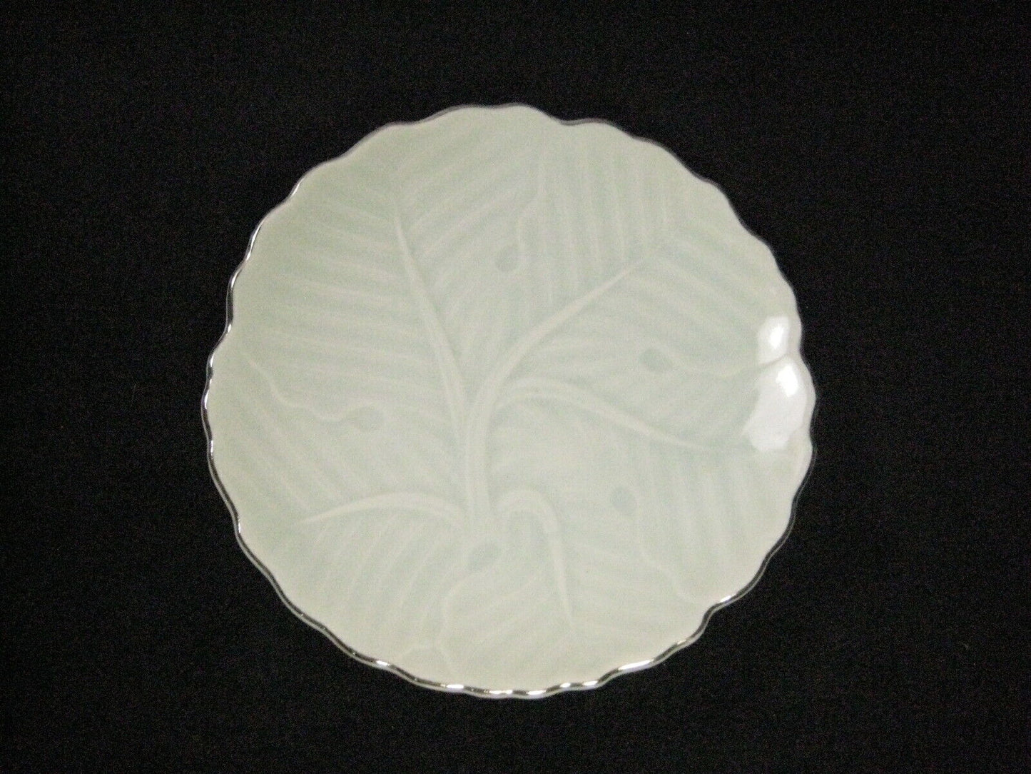 Vintage Japanese (C.1960'S) Ceramic Appetizer Dish Tsukemono Relish Silver Trim