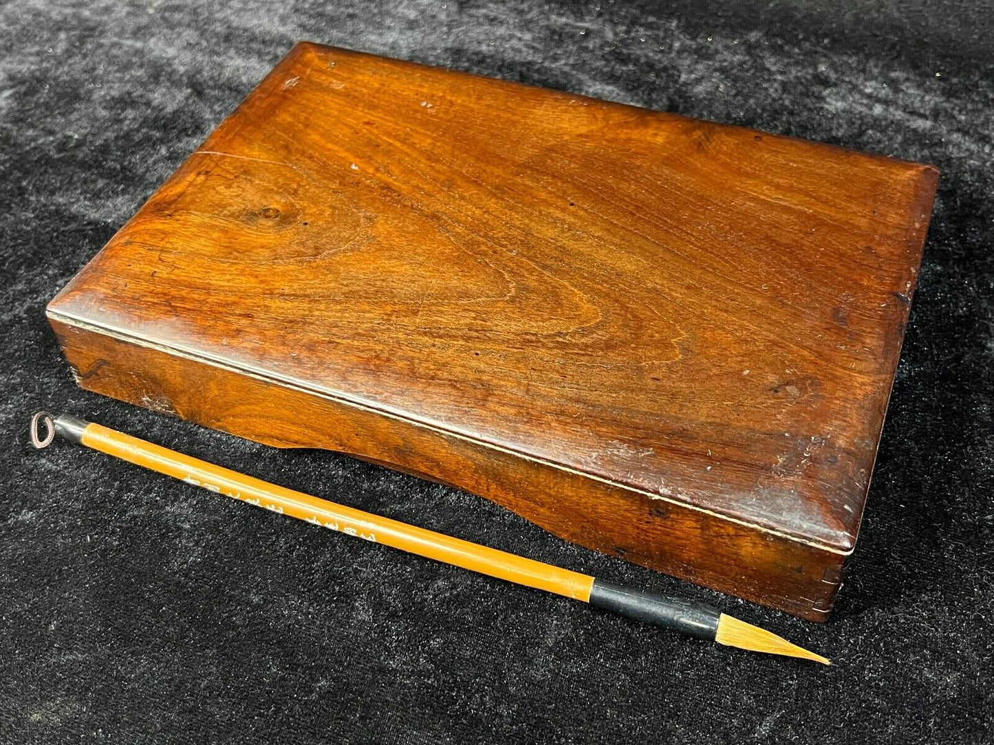 Antique Japanese Suzuri Ink Stone W/ Presentation Box Brush & Sumi Ink Stick