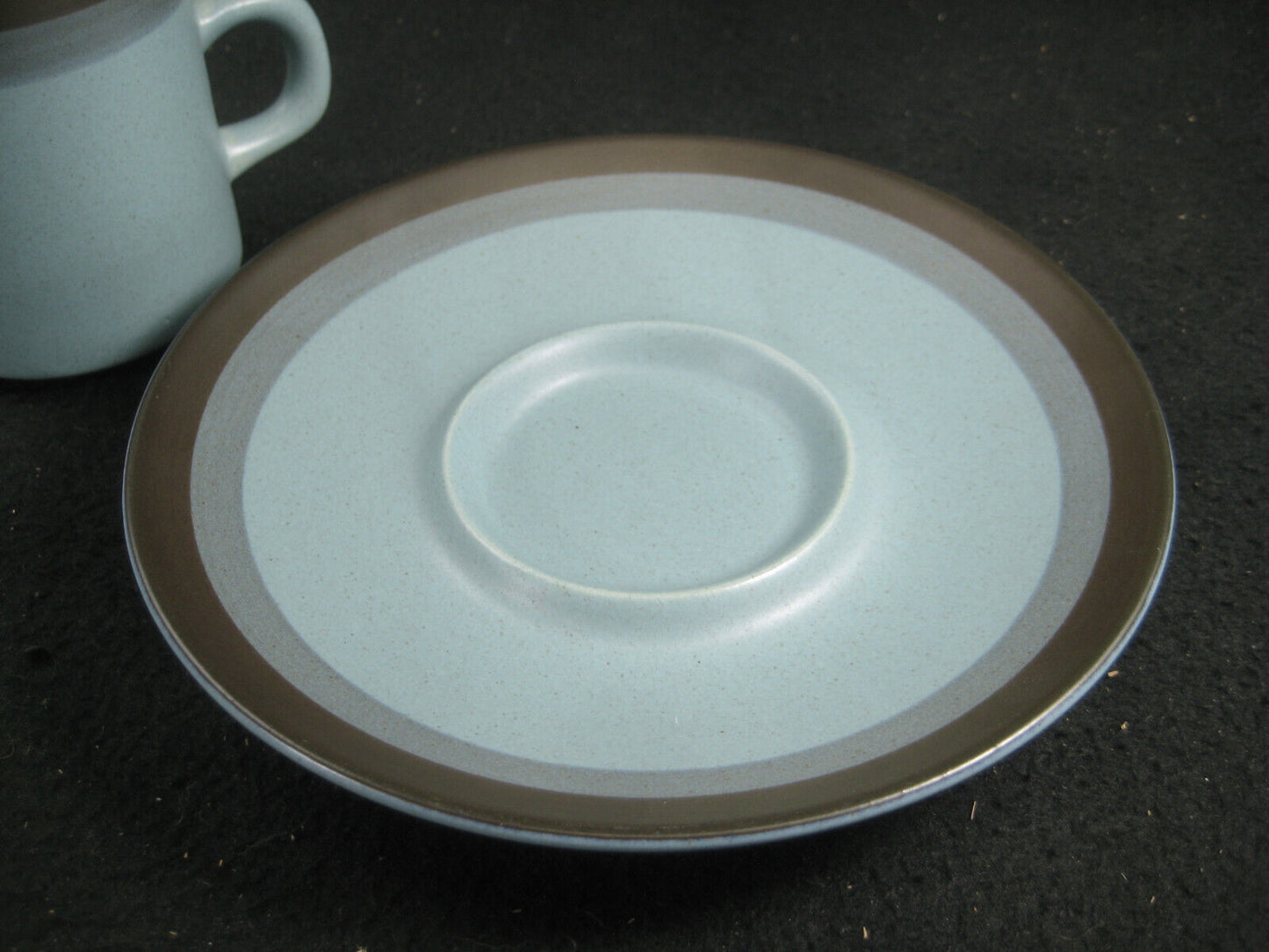 Vintage Japanese Arrow Stone Ceramic Porcelain Tea Cup & Saucer 690 Navajo Blue