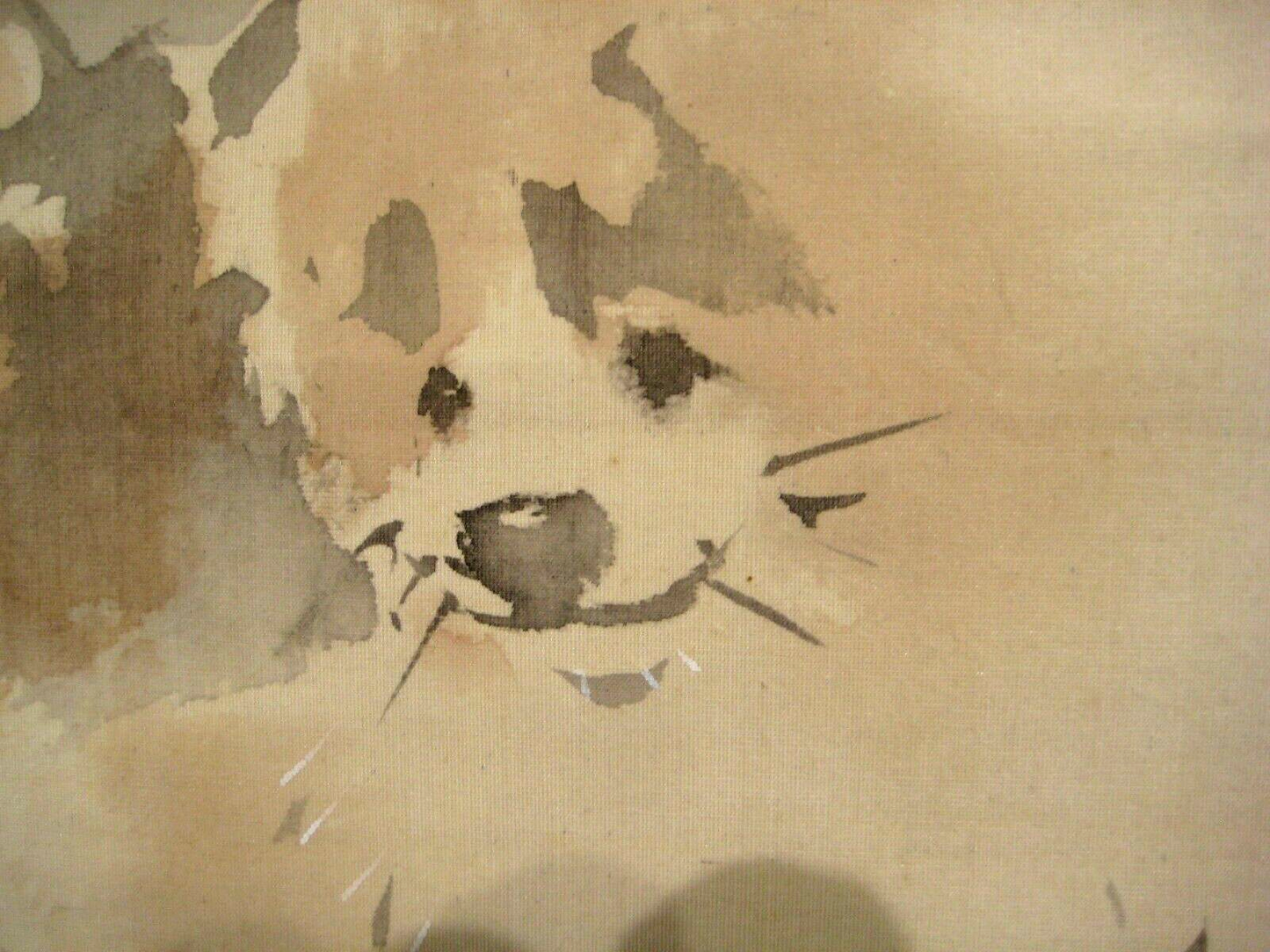 Vintage Japanese Scroll Two Fuzzy Akita Dogs Playimg In The Snow