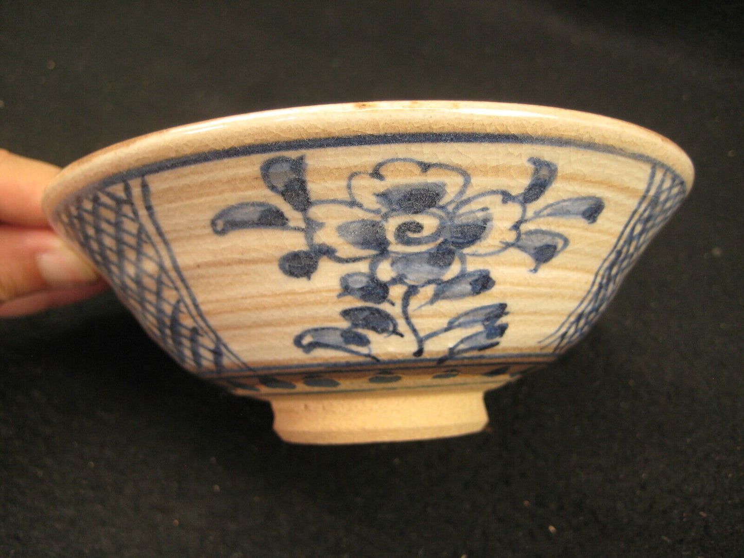 Vintage Japanese Tea Ceremony Ceramic Chawan Hand Painted Floral Tea Bowl