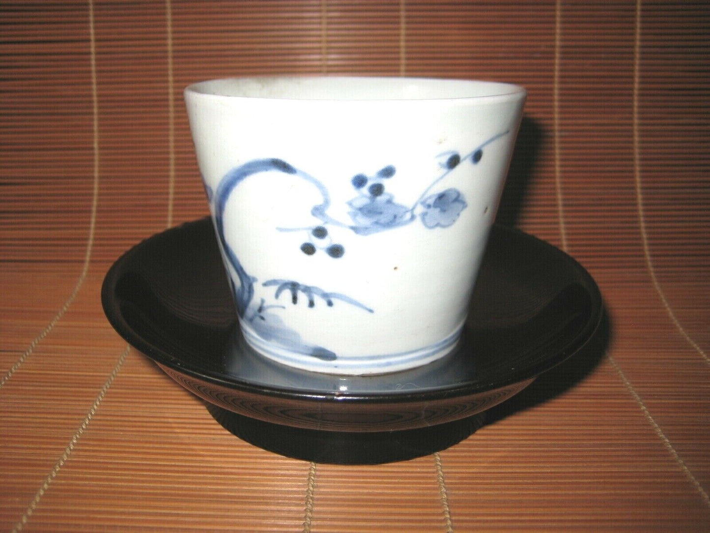 Vintage Japanese Early Showa Tea Chataku Black Lacquer Sencha Plate Coaster