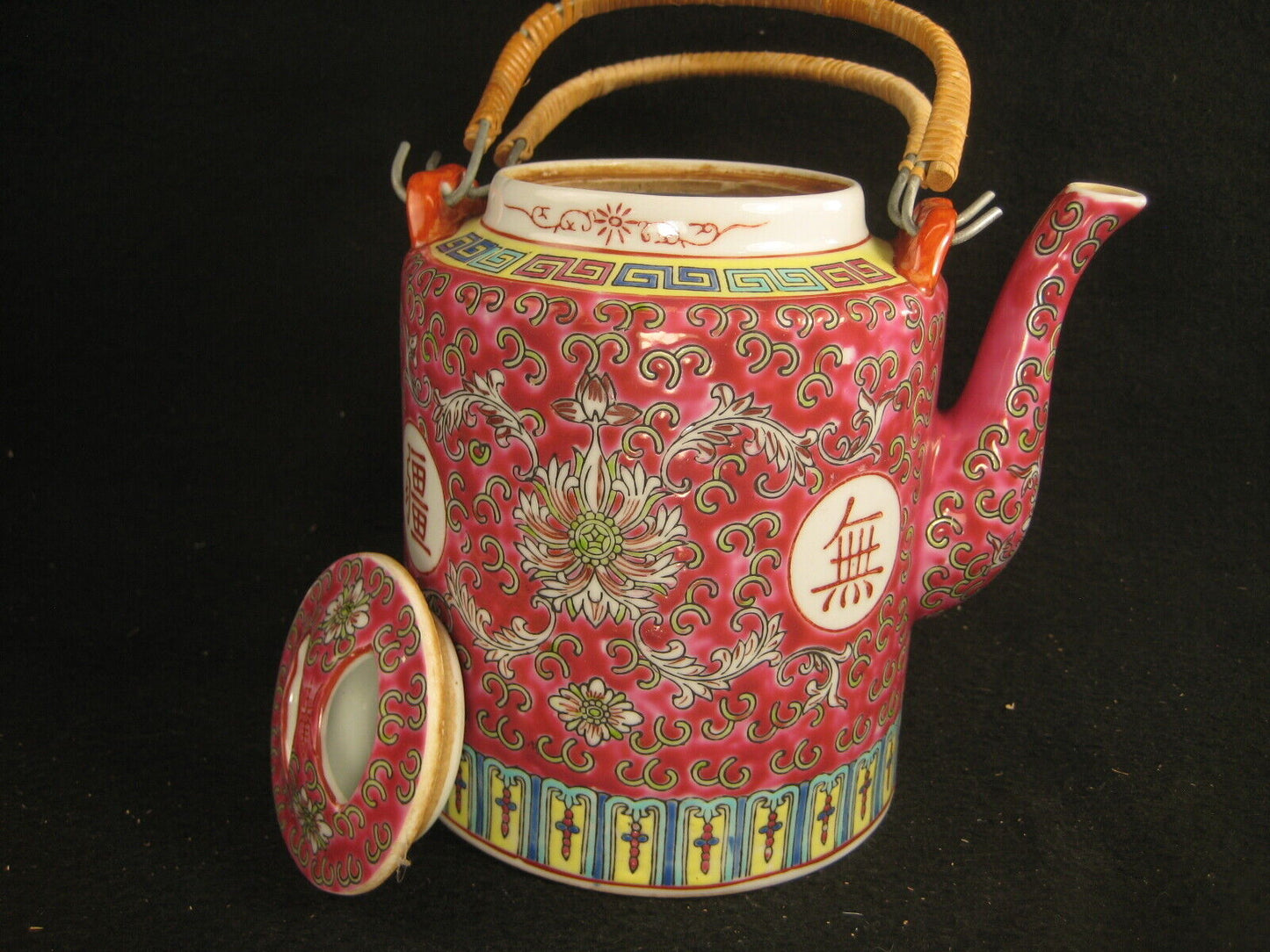 Vintage Chinese Signed Hand Painted Ceramic Tea Pot