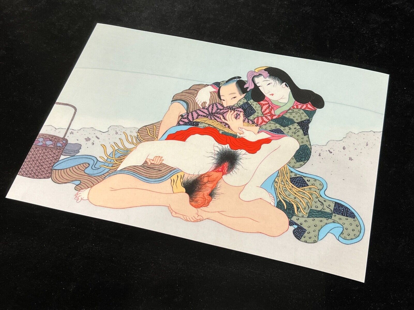 Shunga Japanese Erotic Art Giclee Print Hand Painting On Silk 10.5" X 7.5" #11