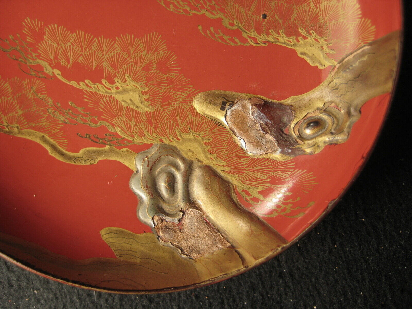 Antique Japanese Meiji Era (1870) Lacquer Wooden Sakazuki Sake Cup With Stand