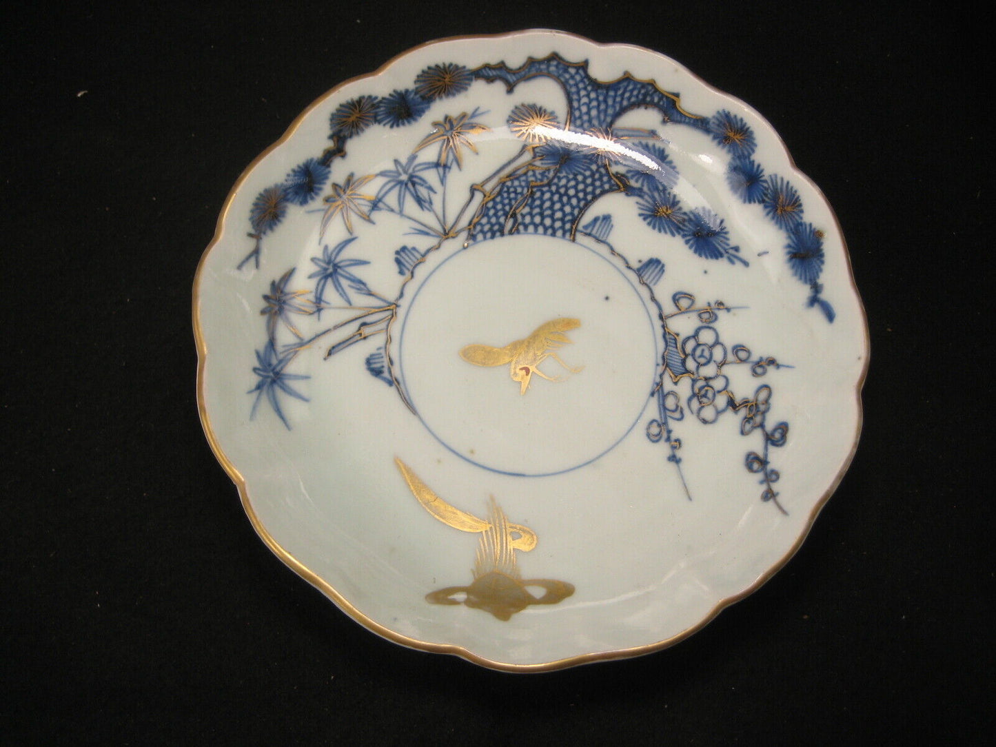 Antique (c. 1880) Japanese Ceramic Hand Painted Imari Dish Crane & Tortoise