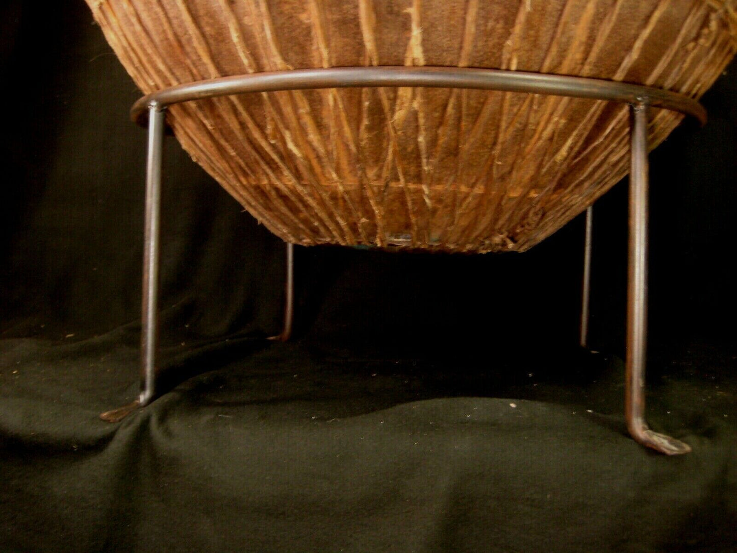 Vintage Hand Made African Kettle Drum Huge Riveted Steel 31" Drum w/ Stand