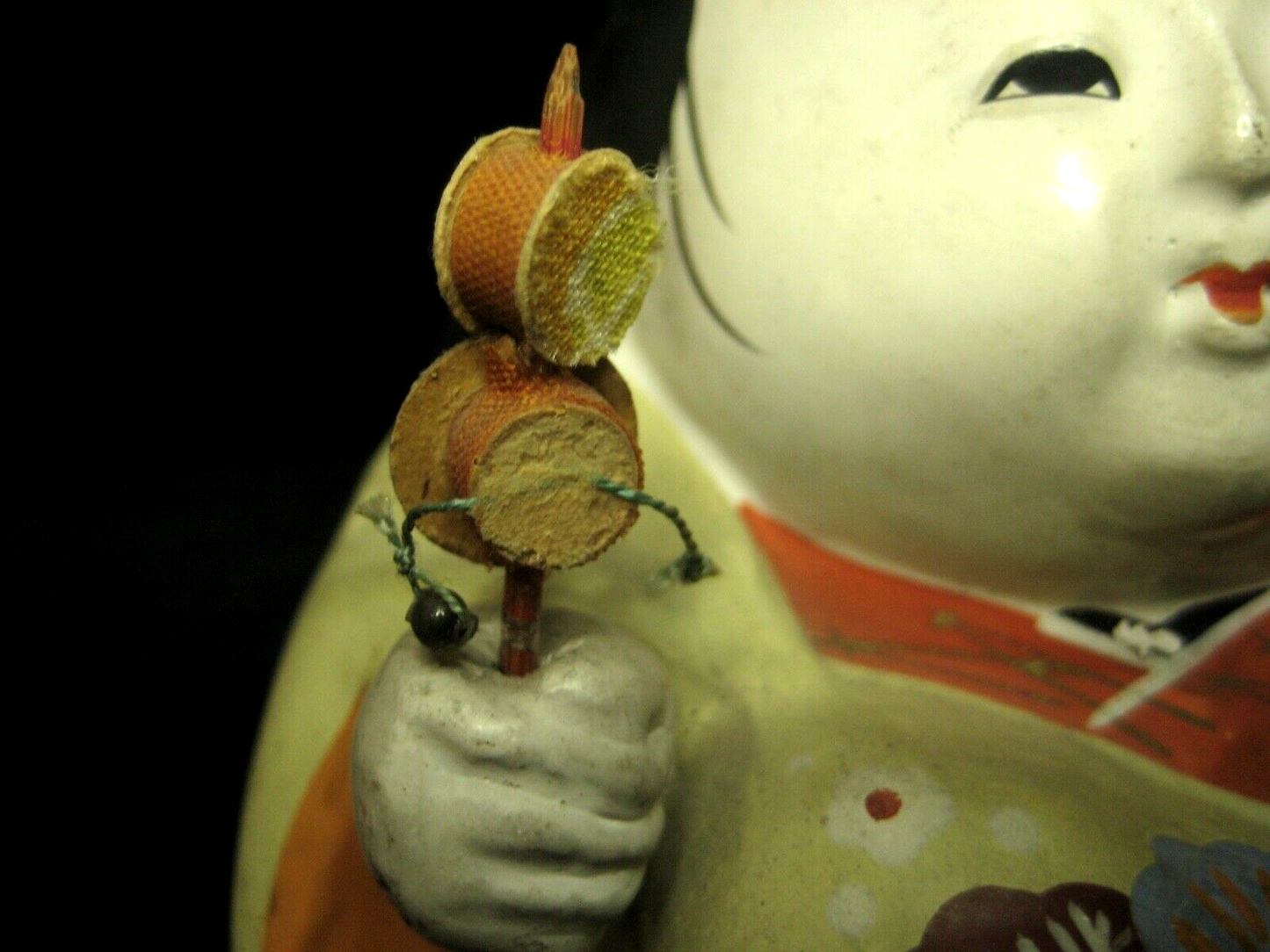 Vintage Japanese Hakata All Hand Painted Doll Ceramic Kimono Pine & Bamboo 4"H