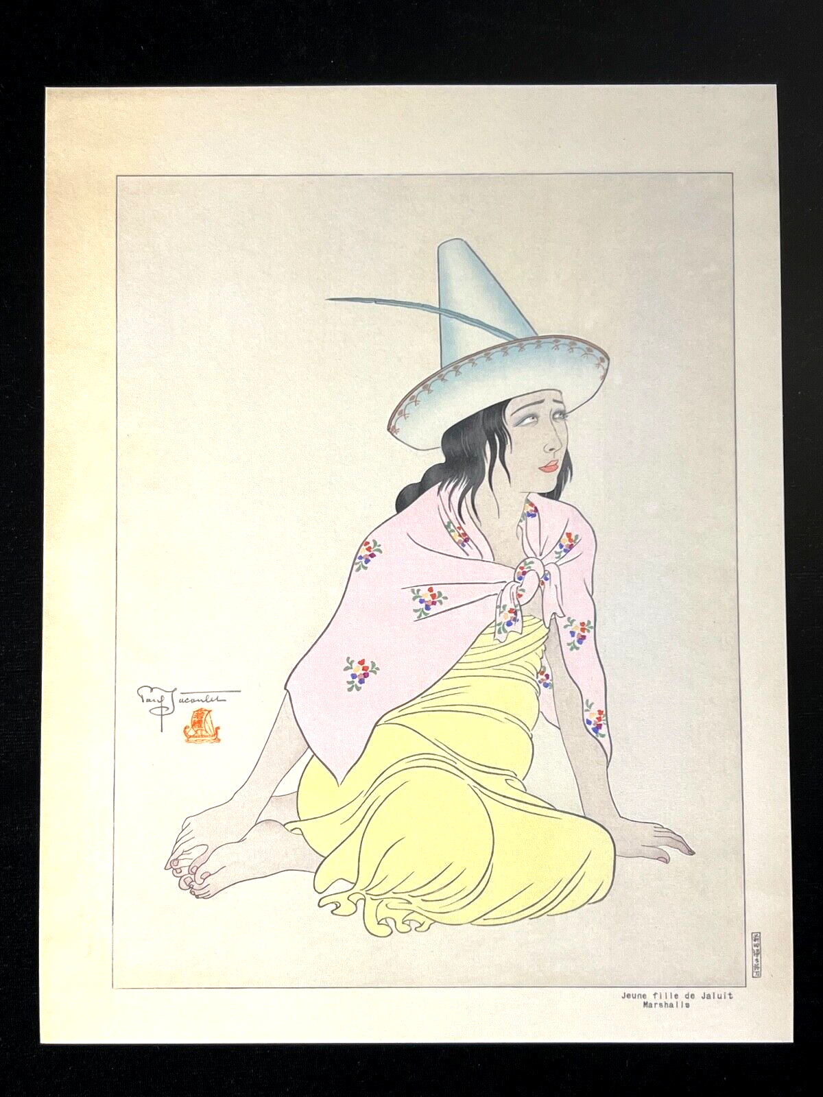 Paul Jacoulet Giclee Woodblock Print "Young Girl Of Jaluit" 7.75"x10"