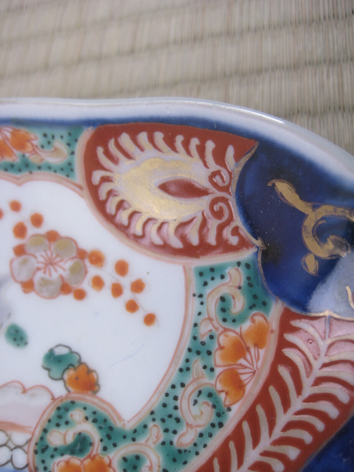 Antique Japanese Meiji Era C1880Akai Imari Ceramic Plate Floral Design 9.5"