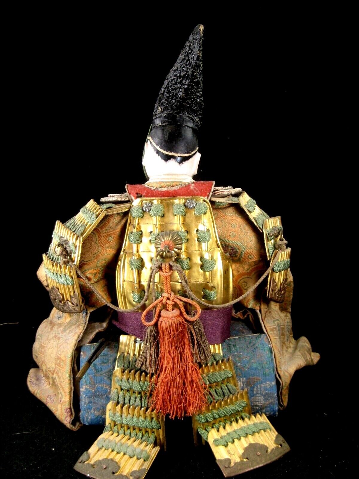 Antique Meiji Era Japanese Samurai Warrior Doll Wooden Gofun Face Full Armor