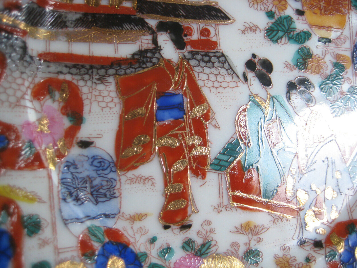 Antique Japanese Taisho Era c1920's Nakashima Ware Plate Geisha Spring 6"