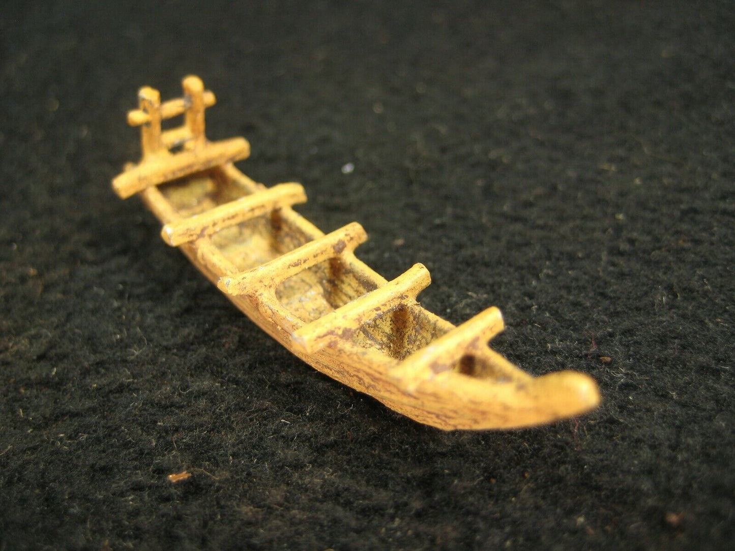 Vintage Japanese Decorative Metal Bonsai Miniature Edo Era Wooden Boat