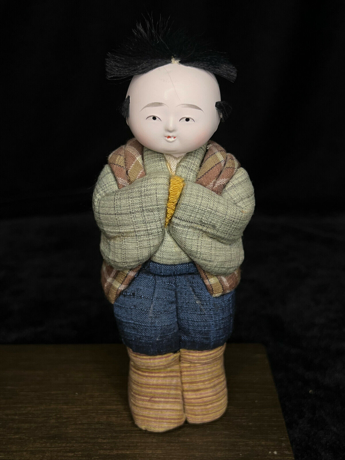 Vintage Japanese Kimekomi Dolls Boy & Girl Folk Art In Fabric 5.5"