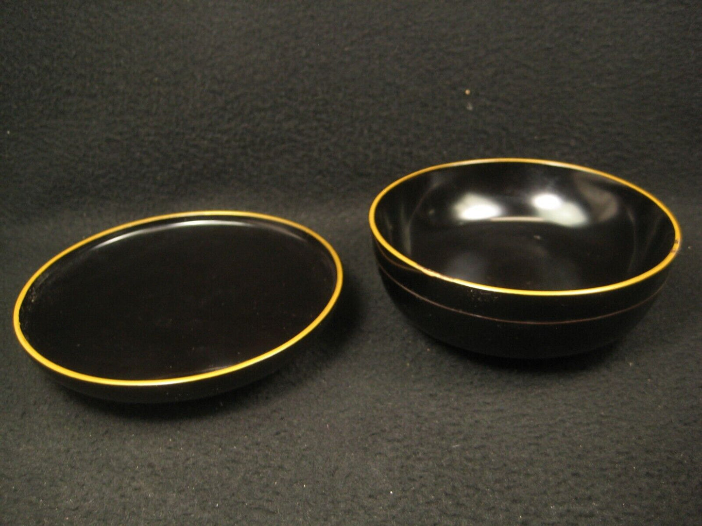 Antique Japanese Meiji Era (C.1890) Lacquer Wooden Lidded Soup / Rice Bowl Makie